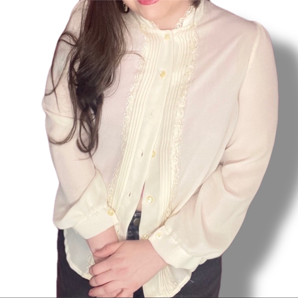 Vintage Blouse by Popcorn Fashions 1970’s Romantic Style Top